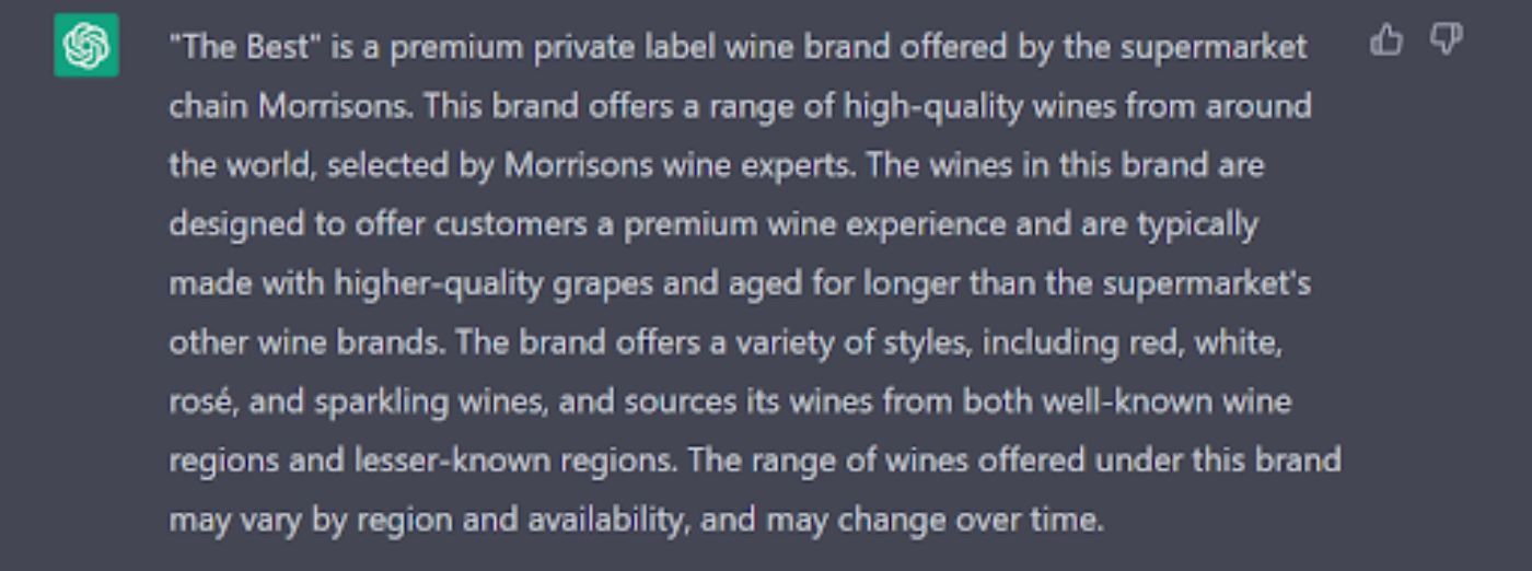 We asked ChatGPT about the private label wines of various UK supermarket chains