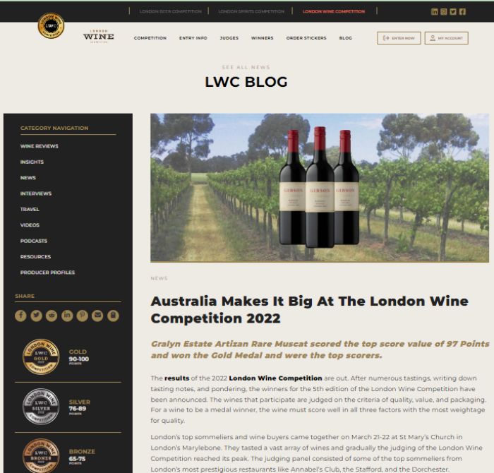 Australia Makes It Big At The London Wine Competition 2022