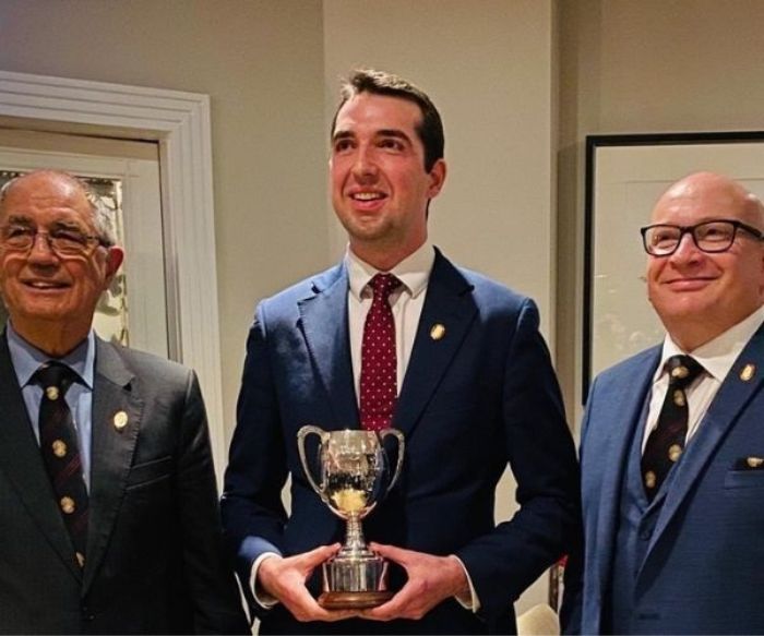 Svetoslav Manolev at Dom Ruinart Award for achieving the highest score in 2019 @MasterSommWW 's examinations