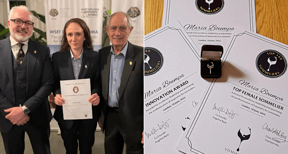 Maria Boumpa with her Advanced Sommelier Certificate