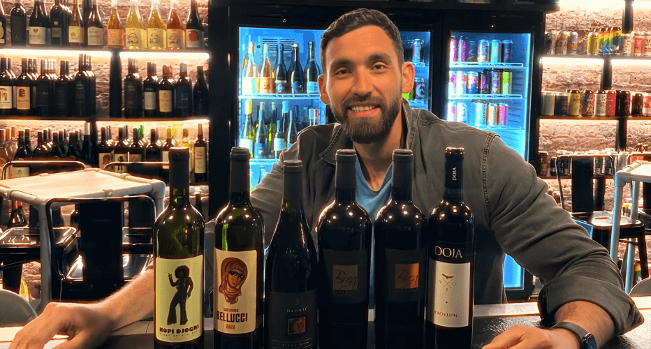 Nikola with 6 Serbian wines