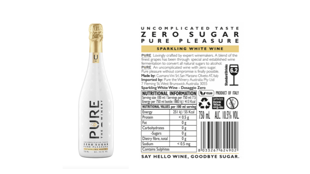 Photo for: Pure The Winery Zero Sugar Sparkling White