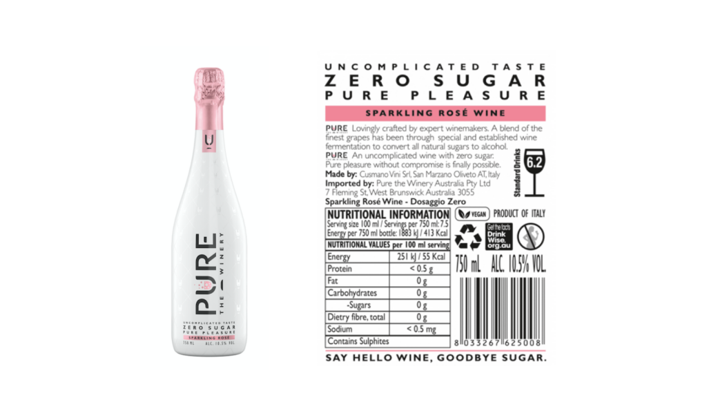 Photo for: Pure The Winery Zero Sugar Sparkling Rosé