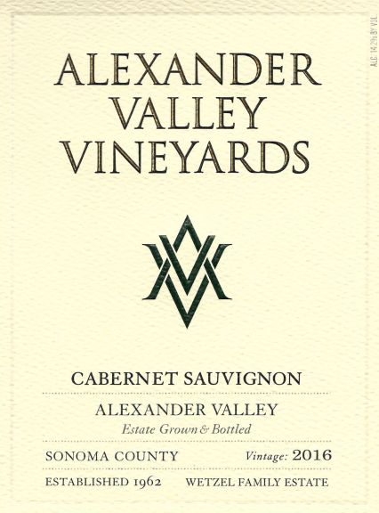 Photo for: Alexander Valley Vineyards Estate Cabernet Sauvigon - Organically Grown